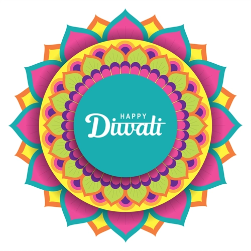 Diwali Decoration Happy Diwali Colorful Rangoli Sticker
